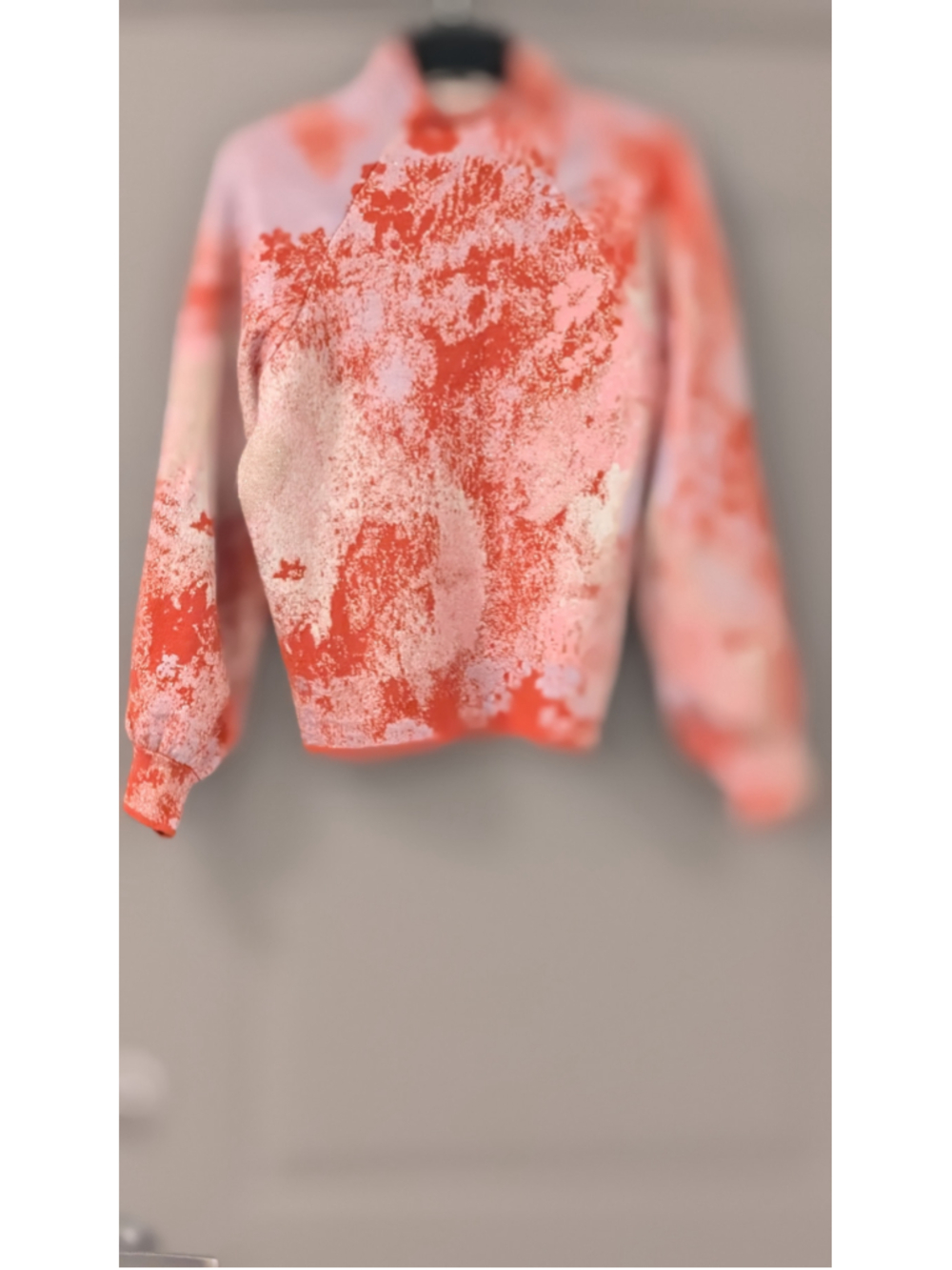 Anthropologie Abstract Metallic Knit Mock Neck Sweater Small Pink Orange Balloon - Picture 4 of 11